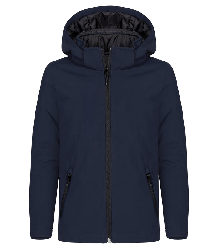 Softshelljakke Clique Padded Hoody Softshell Junior – uten trykk – Marineblå