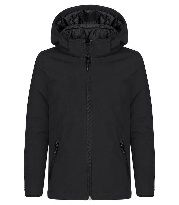 Softshelljakke Clique Padded Hoody Softshell Junior – uten trykk – Sort