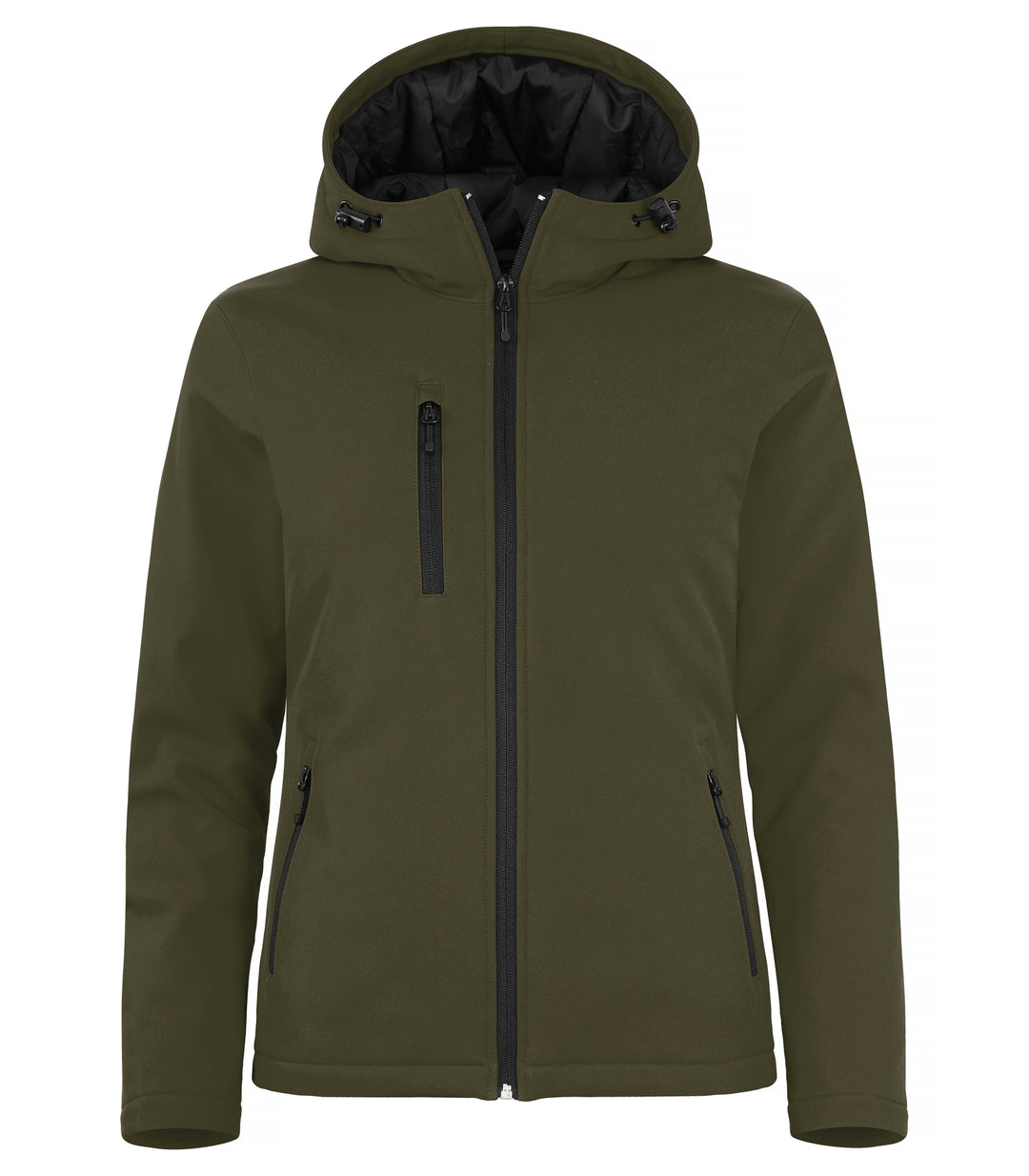 Softshelljakke Clique Padded Hoody Softshell Dame – uten trykk – Tåkegrønn