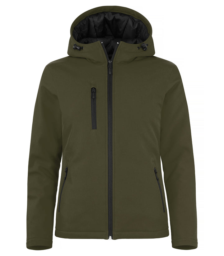 Softshelljakke Clique Padded Hoody Softshell Dame – uten trykk – Tåkegrønn