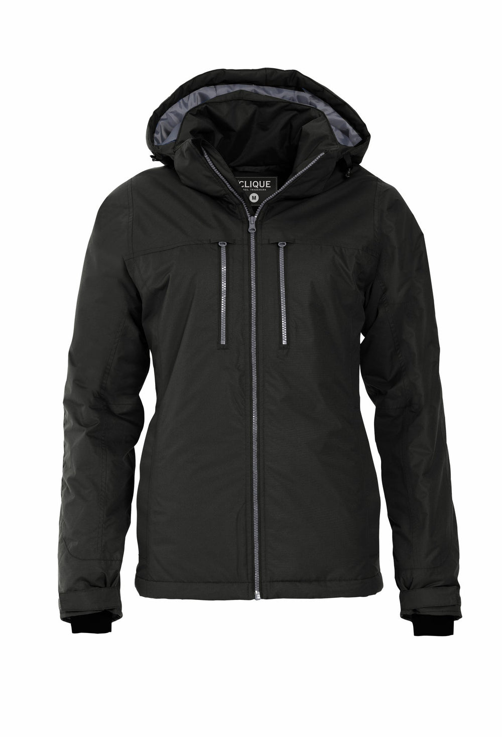 Leverandørfoto av Clique Kingslake i sort uten trykk – viser plaggdetaljene