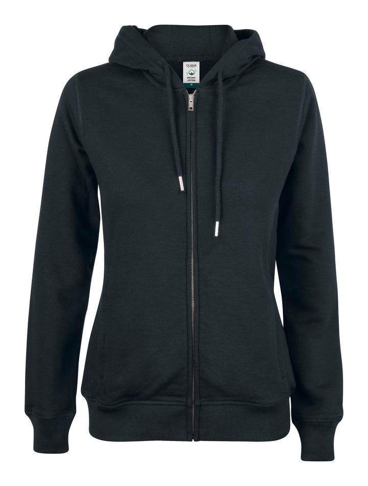 Hettejakke Clique Premium OC Hoody Full Zip Dame – uten trykk – Sort