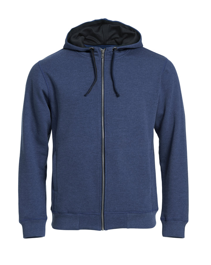 Hettejakke Clique Classic Hoody Full Zip Herre – uten trykk – Blåmelert