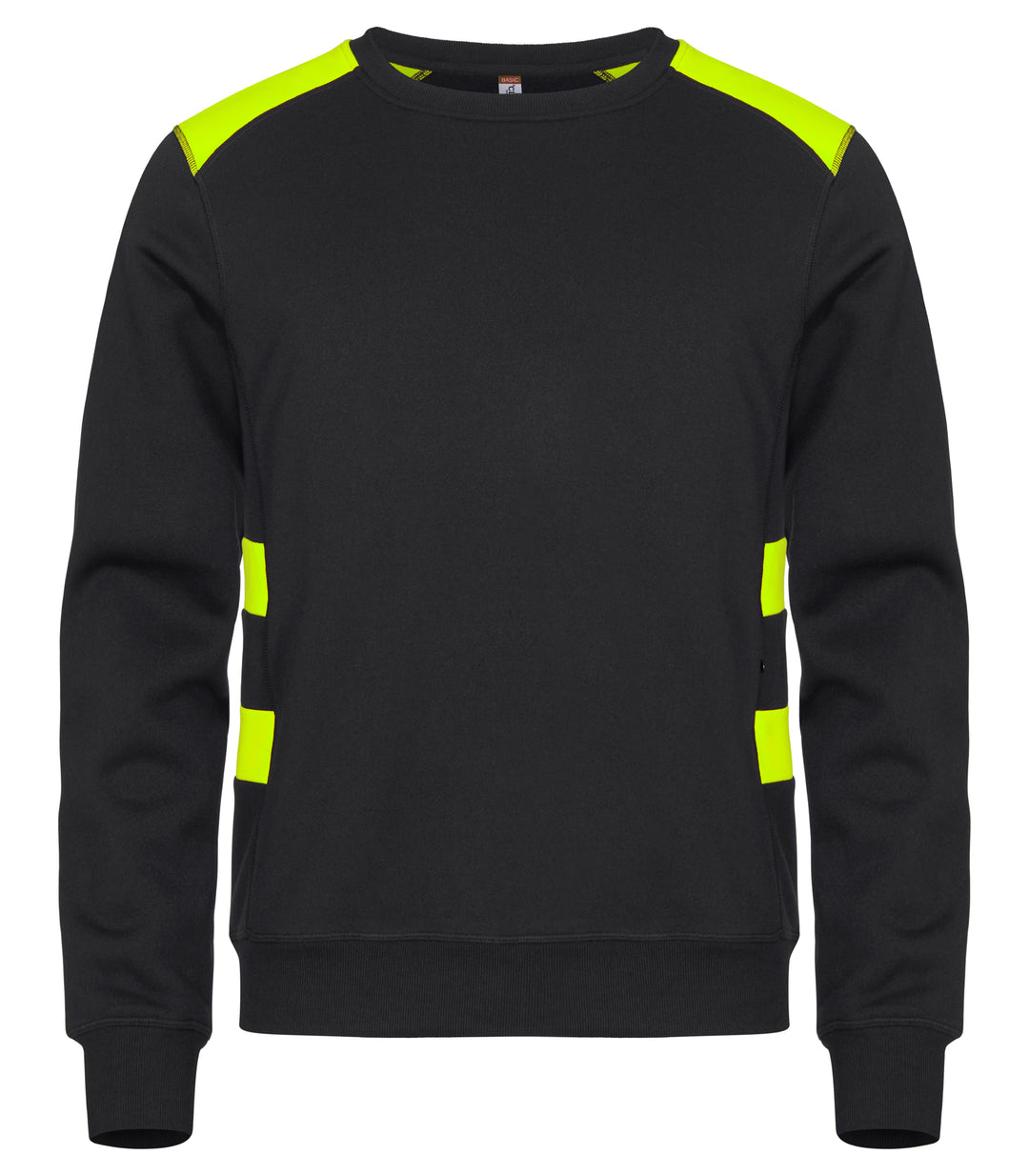 Collegegenser Clique Ambition Roundneck Unisex – uten trykk – Sort / Synlighetsgul