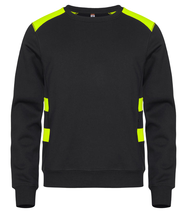 Collegegenser Clique Ambition Roundneck Unisex – uten trykk – Sort / Synlighetsgul