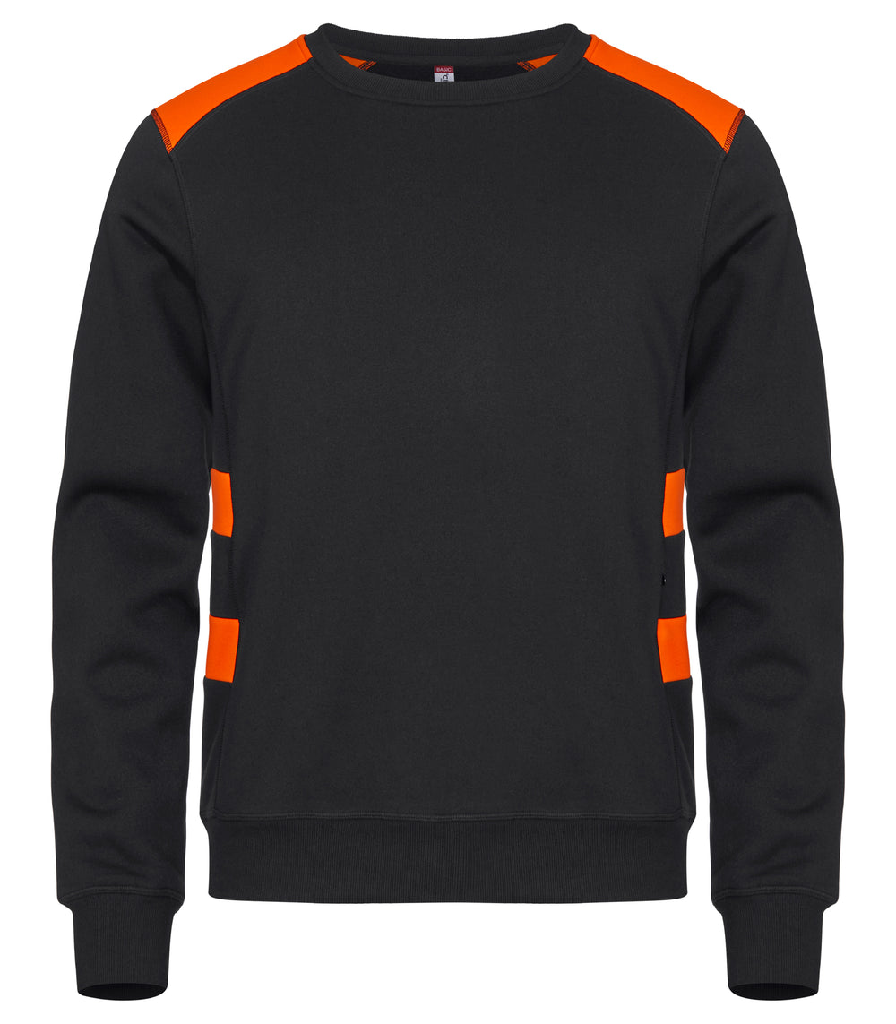 Collegegenser Clique Ambition Roundneck Unisex – uten trykk – Sort / Synlighetsoransje