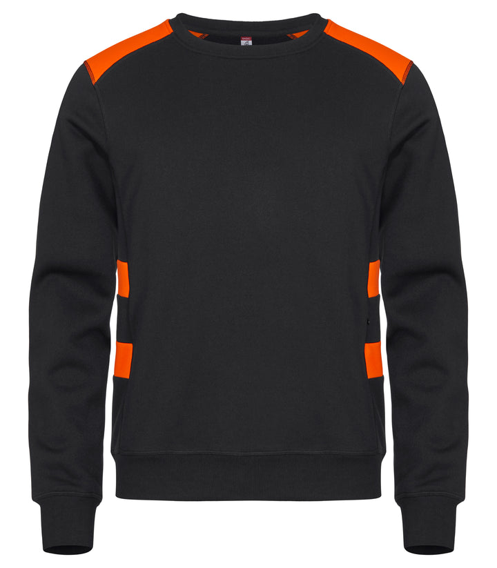 Collegegenser Clique Ambition Roundneck Unisex – uten trykk – Sort / Synlighetsoransje