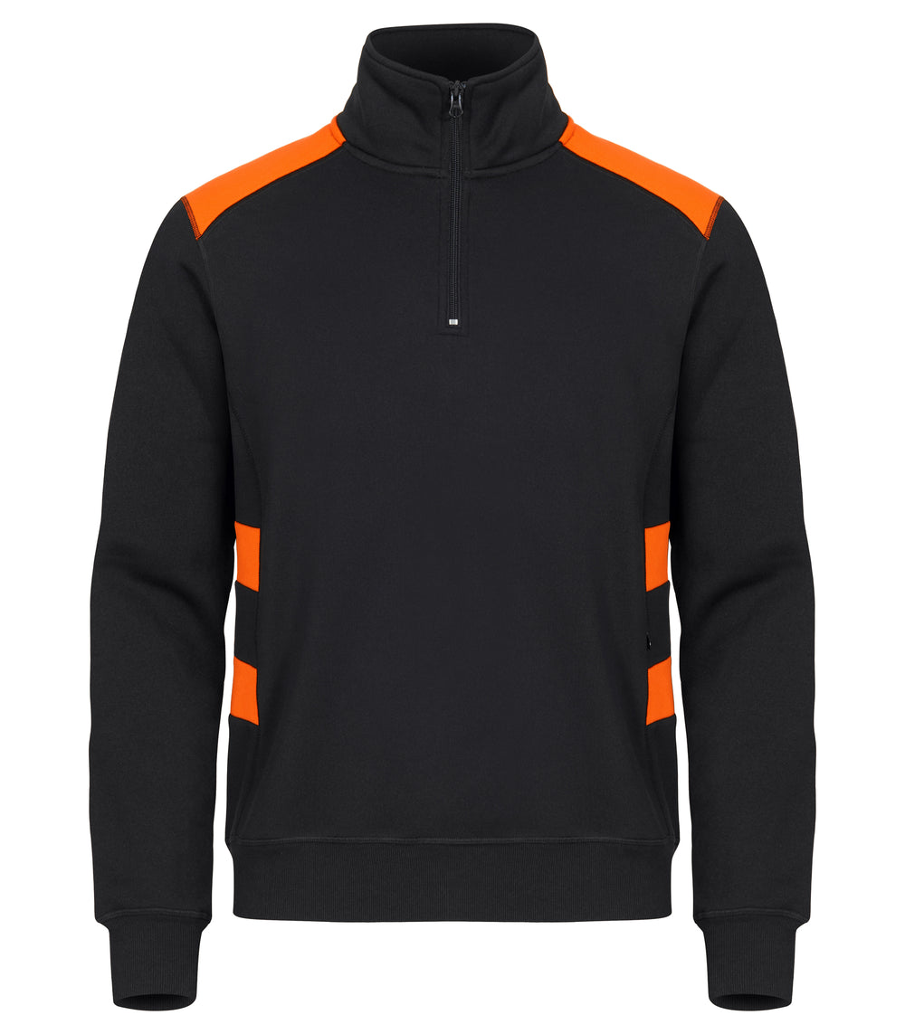Collegegenser Clique Ambition Half Zip Herre – uten trykk – Synlighetsoransje