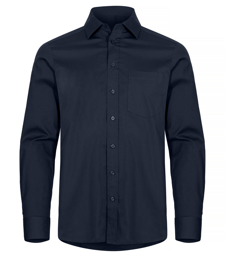 Skjorte Clique Stretch Shirt L/S Herre – uten trykk – Marineblå