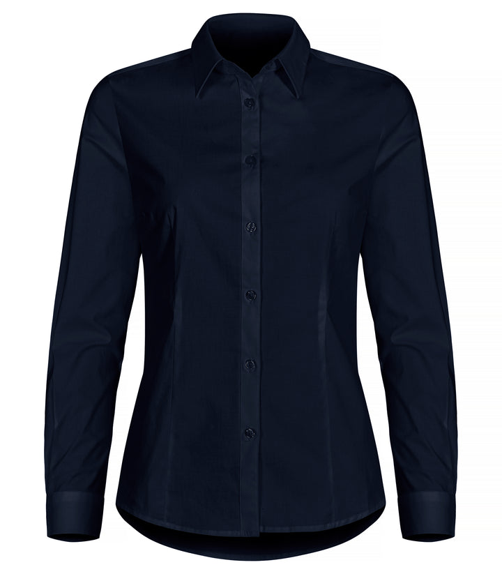 Skjorte Clique Stretch Shirt L/S Dame – uten trykk – Marineblå