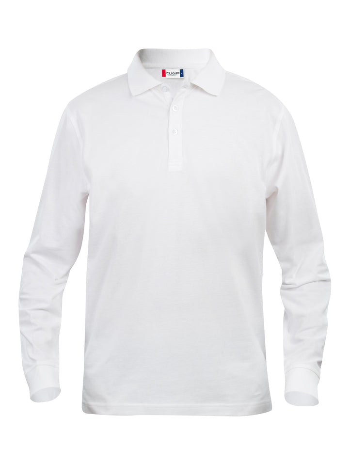 Piqué Clique Basic Polo L/S Junior – uten trykk – Hvit