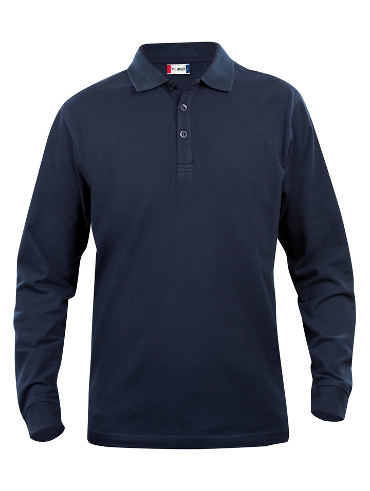 Piqué Clique Basic Polo L/S Junior – uten trykk – Marineblå