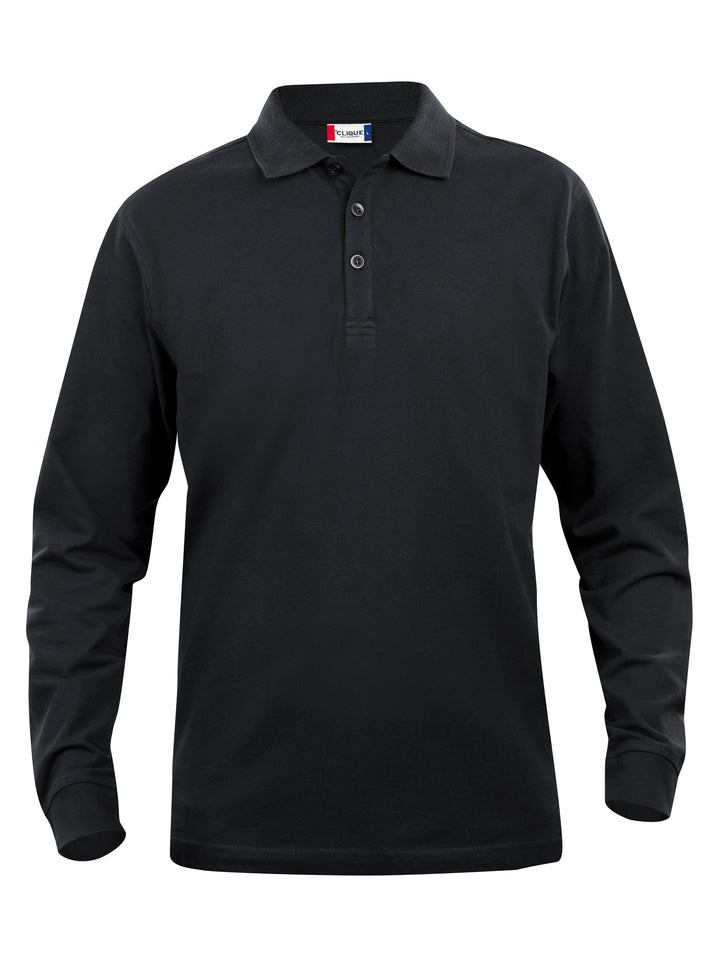 Piqué Clique Basic Polo L/S Junior – uten trykk – Sort