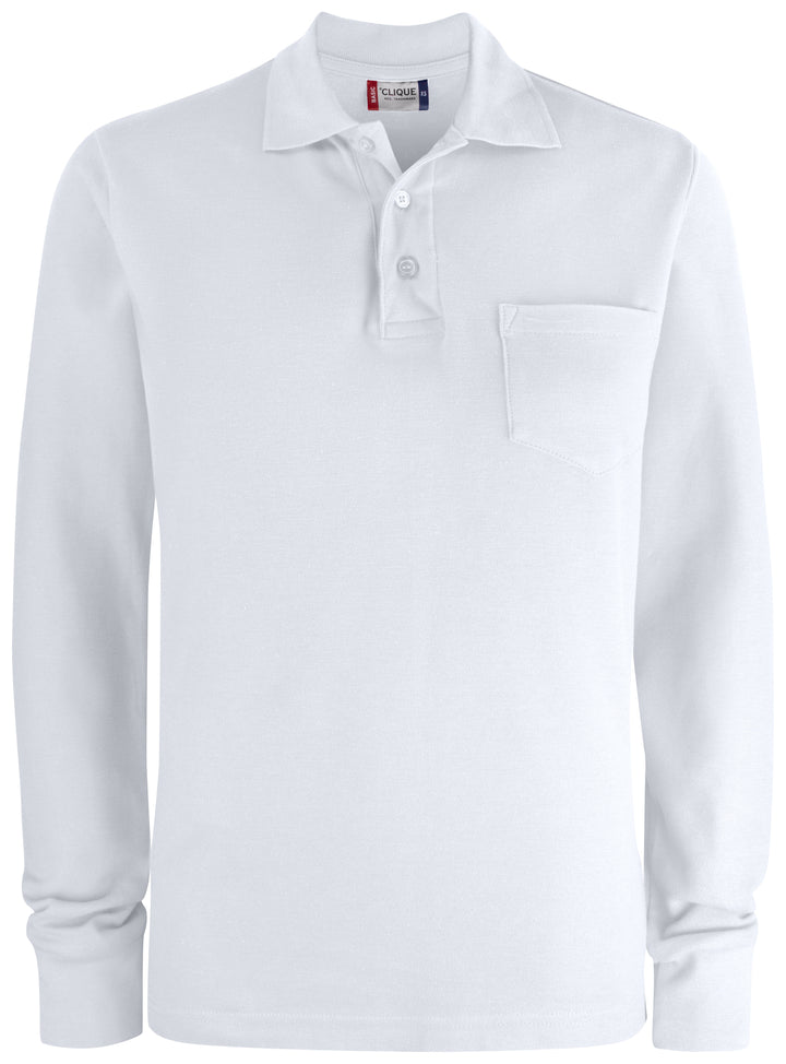 Pologenser Clique Basic Polo Pocket L/S Herre – uten trykk – Hvit