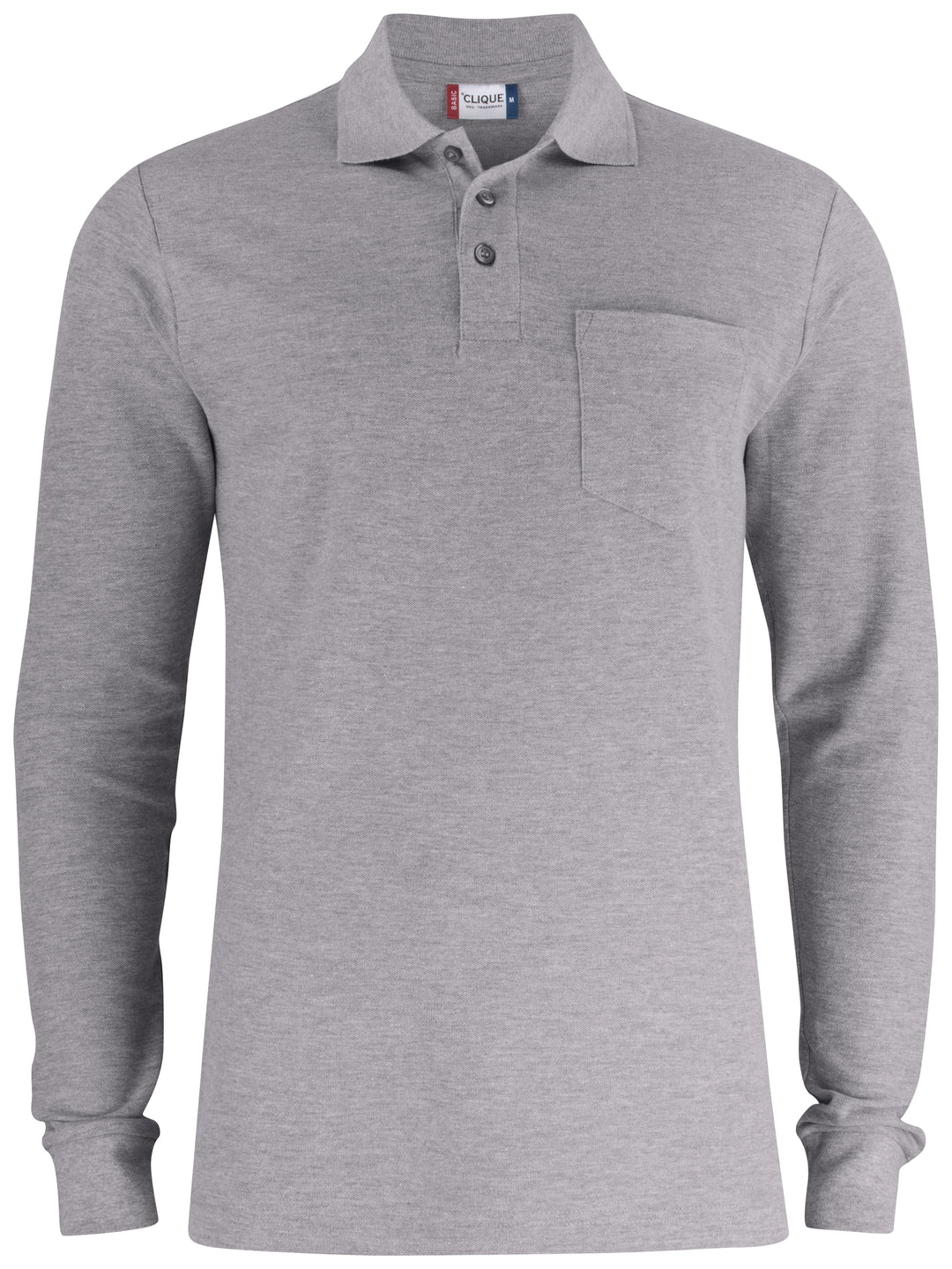Pologenser Clique Basic Polo Pocket L/S Herre – uten trykk – Gråmelert