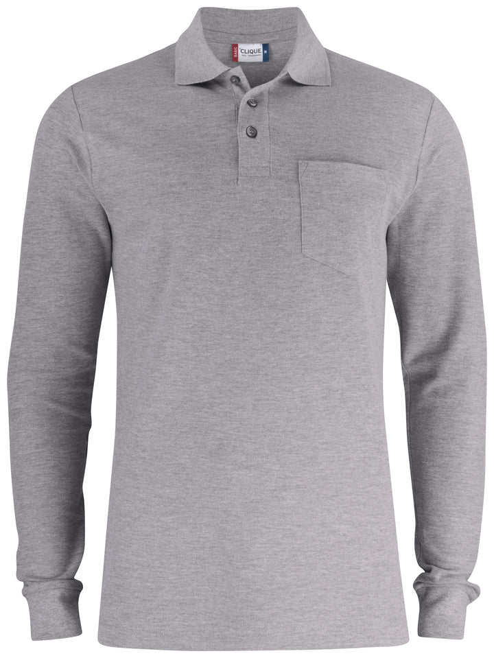 Pologenser Clique Basic Polo Pocket L/S Herre – uten trykk – Gråmelert