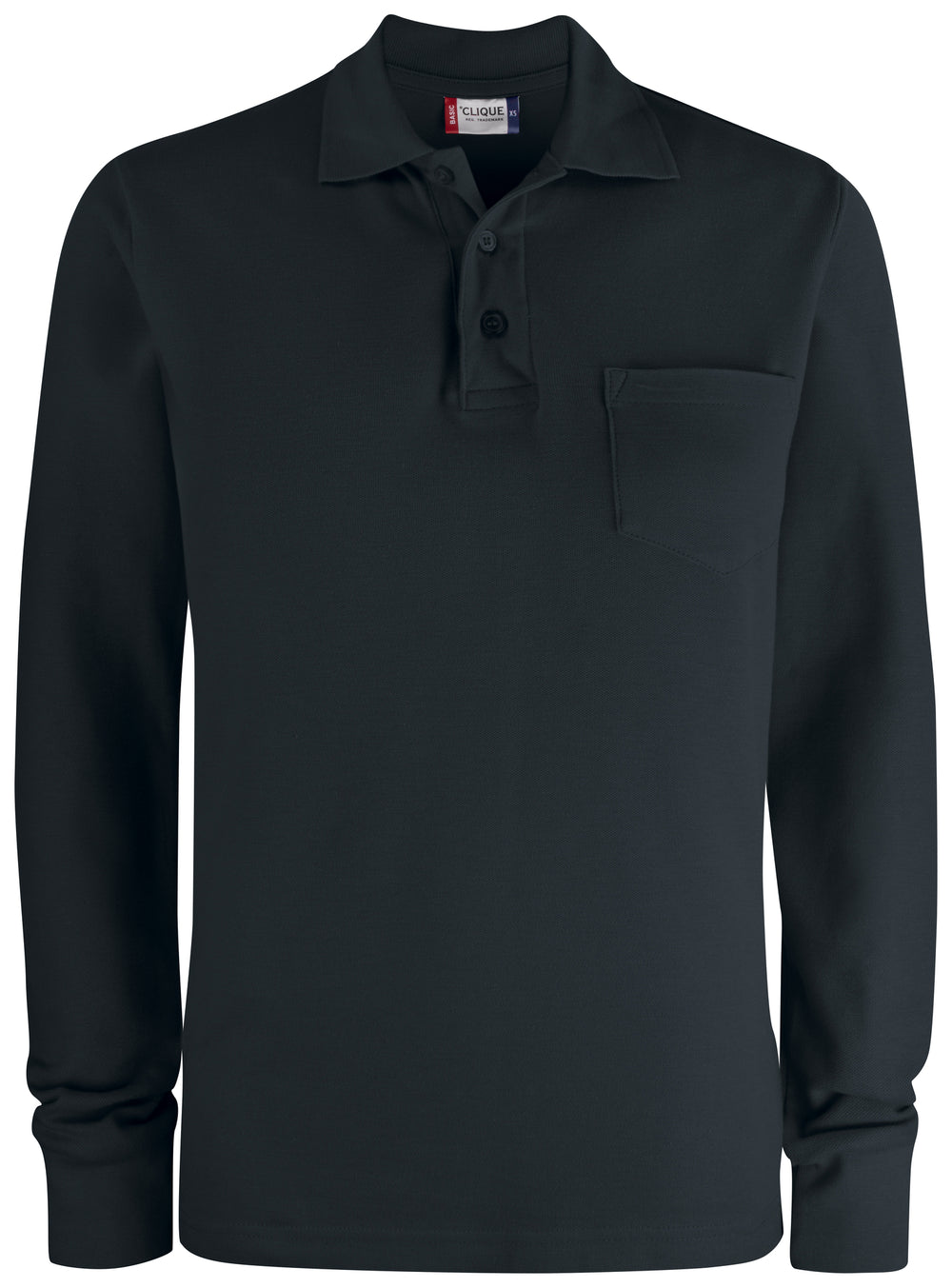 Pologenser Clique Basic Polo Pocket L/S Herre – uten trykk – Sort