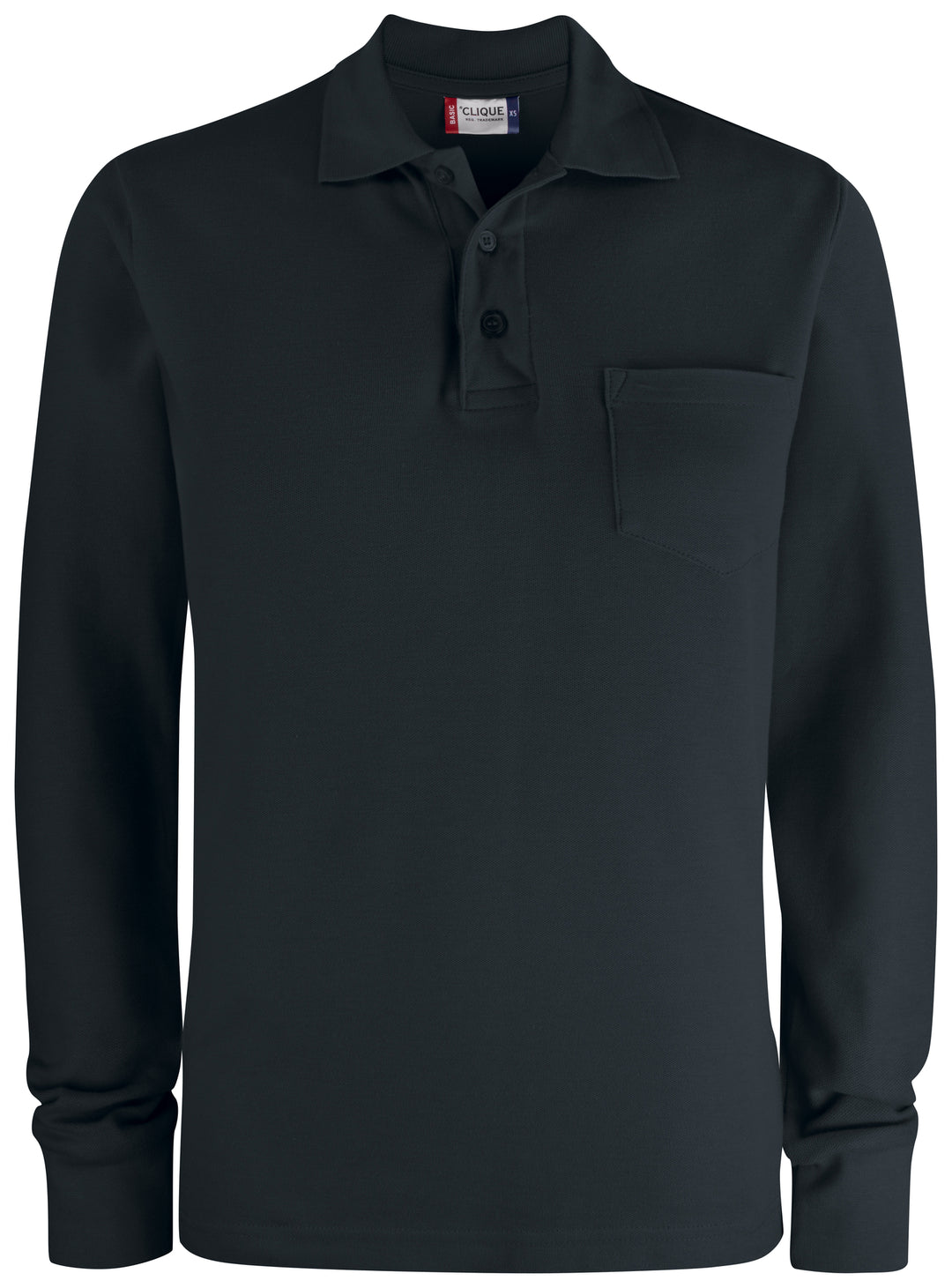 Pologenser Clique Basic Polo Pocket L/S Herre – uten trykk – Sort
