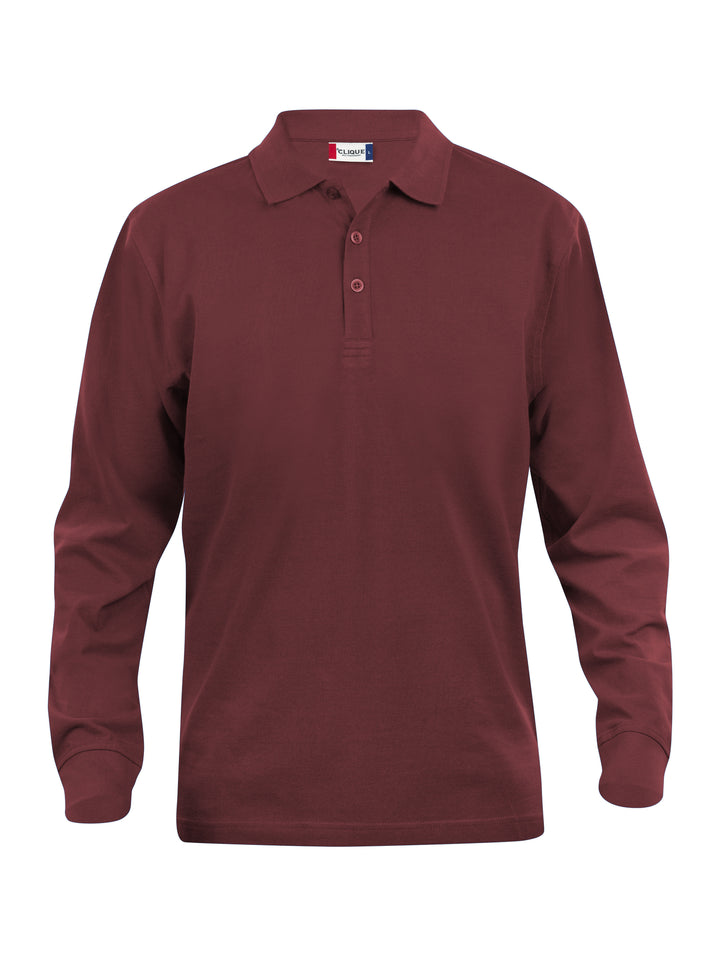 Piqué Clique Classic Lincoln L/S Herre – uten trykk – Burgunder