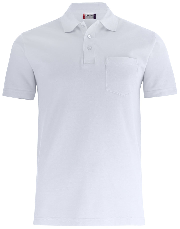Pologenser Clique Basic Polo Pocket Unisex – uten trykk – Hvit