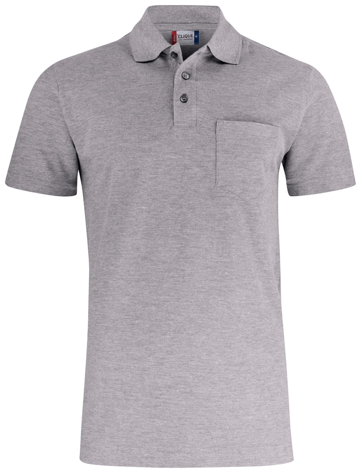 Pologenser Clique Basic Polo Pocket Unisex – uten trykk – Gråmelert
