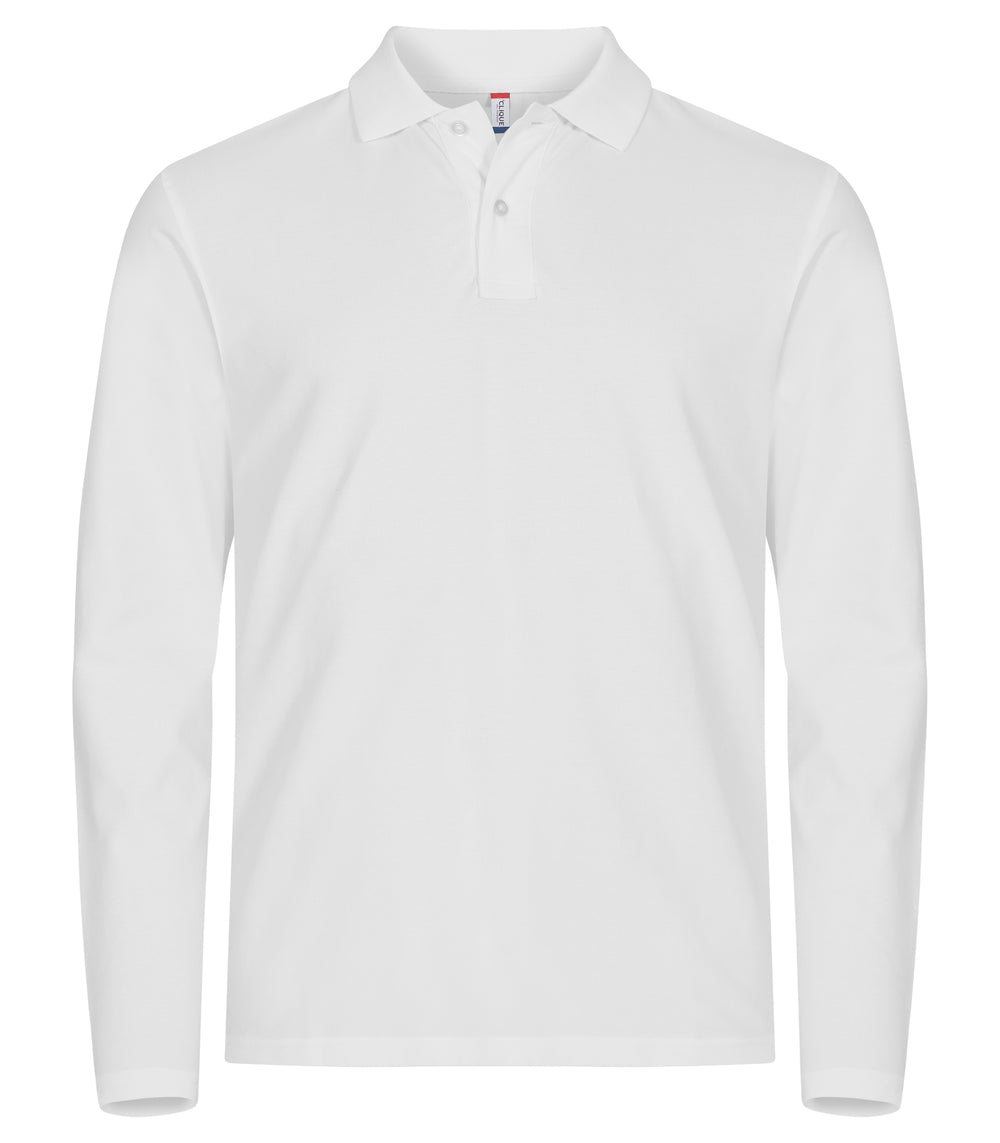 Piqué Clique Stretch Premium Polo L/S Herre – uten trykk – Hvit
