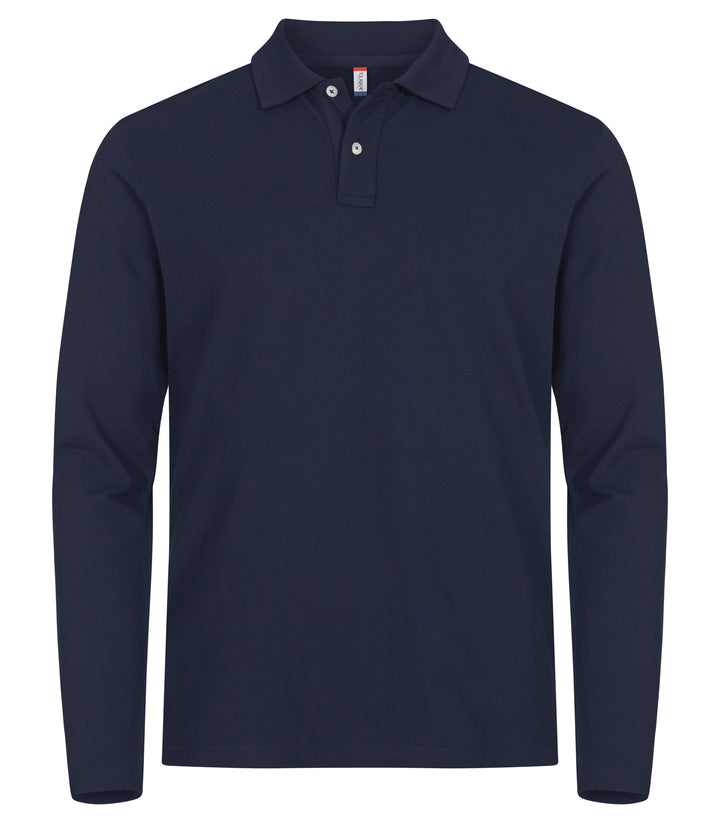 Piqué Clique Stretch Premium Polo L/S Herre – uten trykk – Marineblå