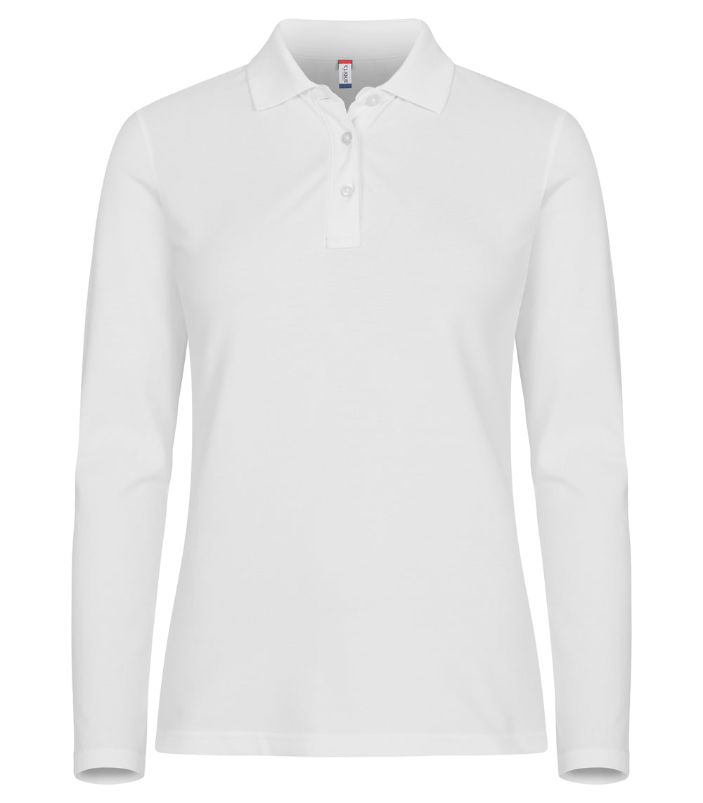 Piqué Clique Stretch Premium Polo L/S Dame – uten trykk – Hvit
