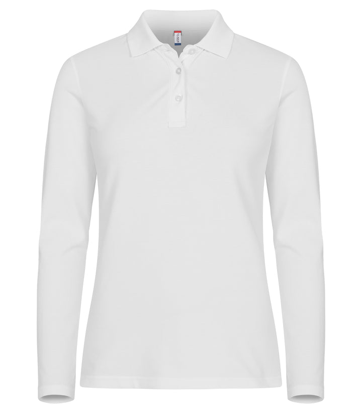 Piqué Clique Stretch Premium Polo L/S Dame – uten trykk – Hvit