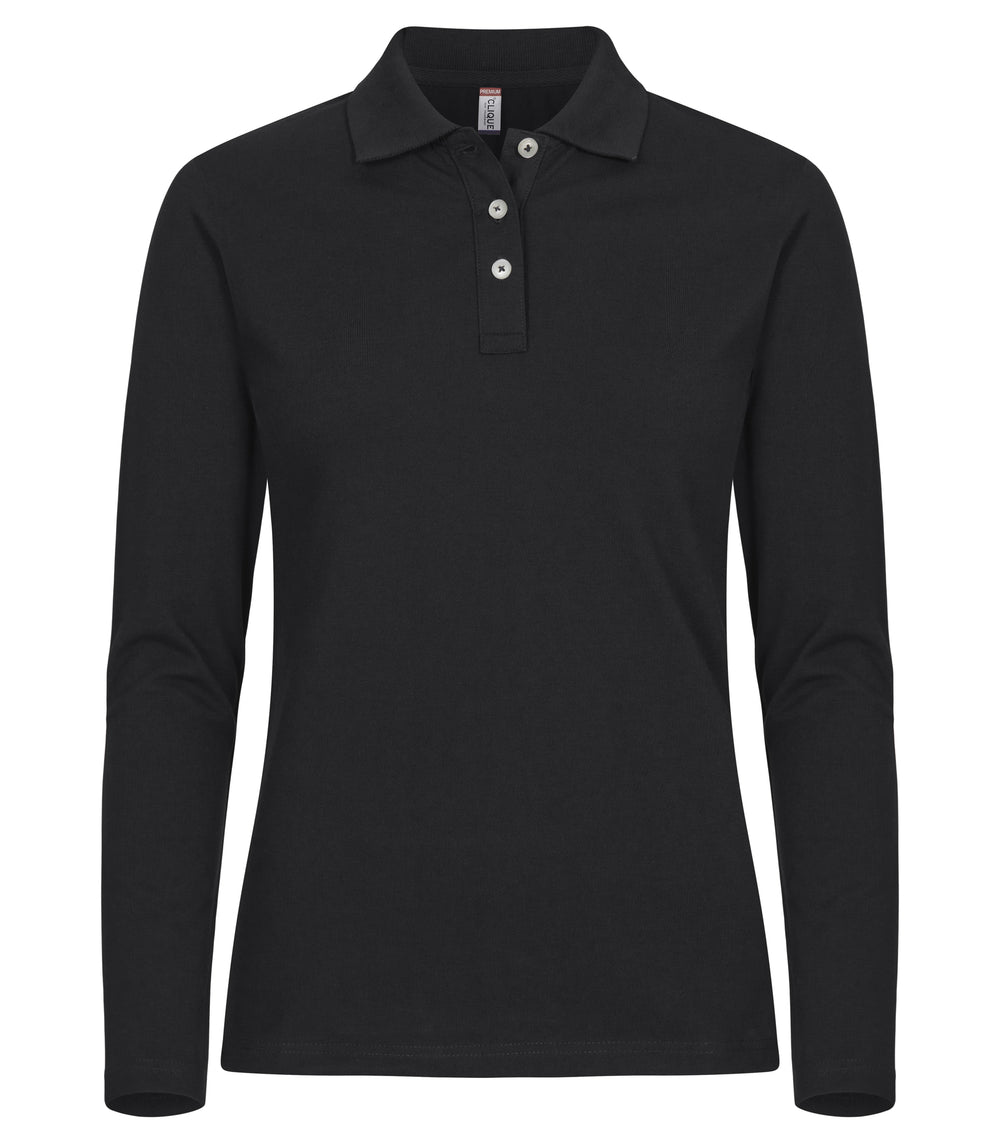 Piqué Clique Stretch Premium Polo L/S Dame – uten trykk – Sort