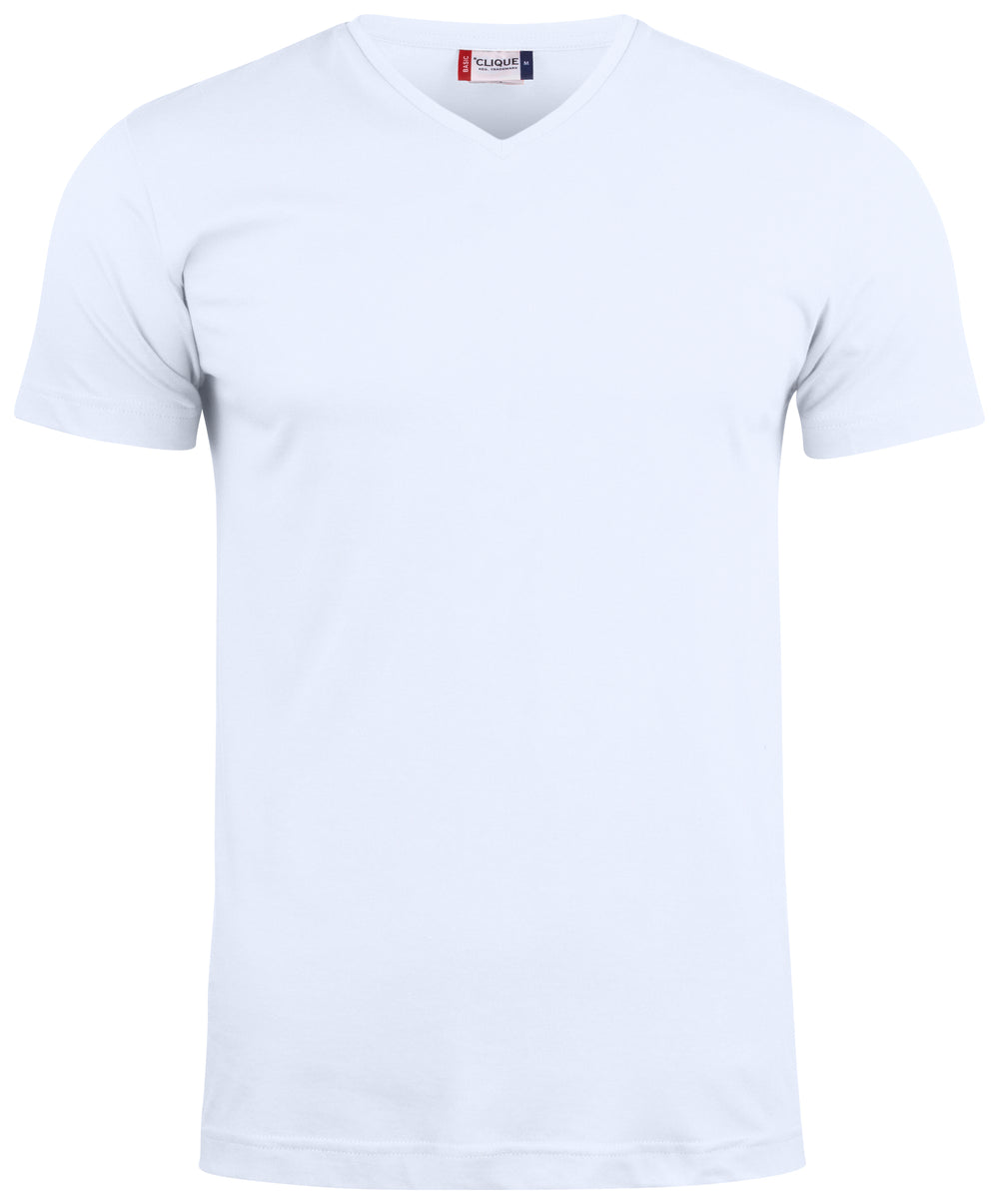 T-skjorte Clique Basic-T V-neck Herre – uten trykk – Hvit