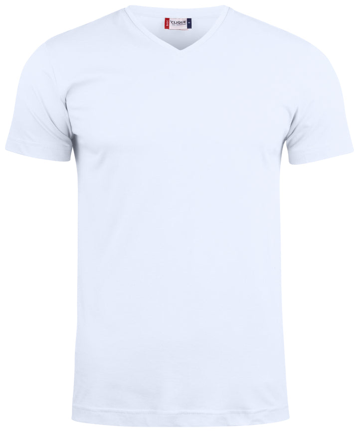 T-skjorte Clique Basic-T V-neck Herre – uten trykk – Hvit