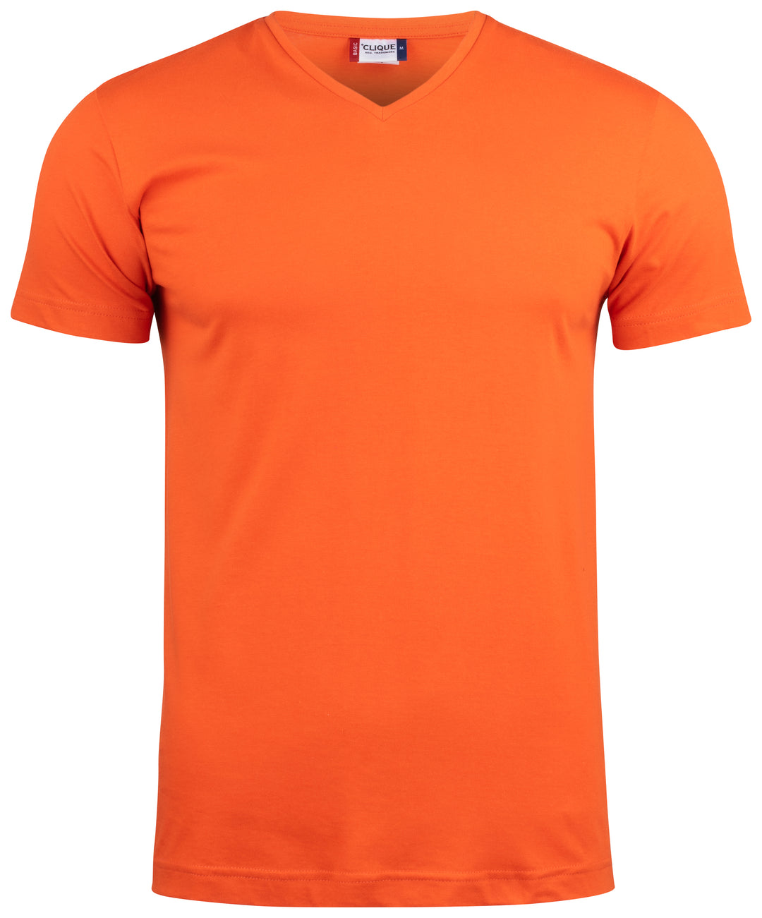 T-skjorte Clique Basic-T V-neck Herre – uten trykk – Blodoransje