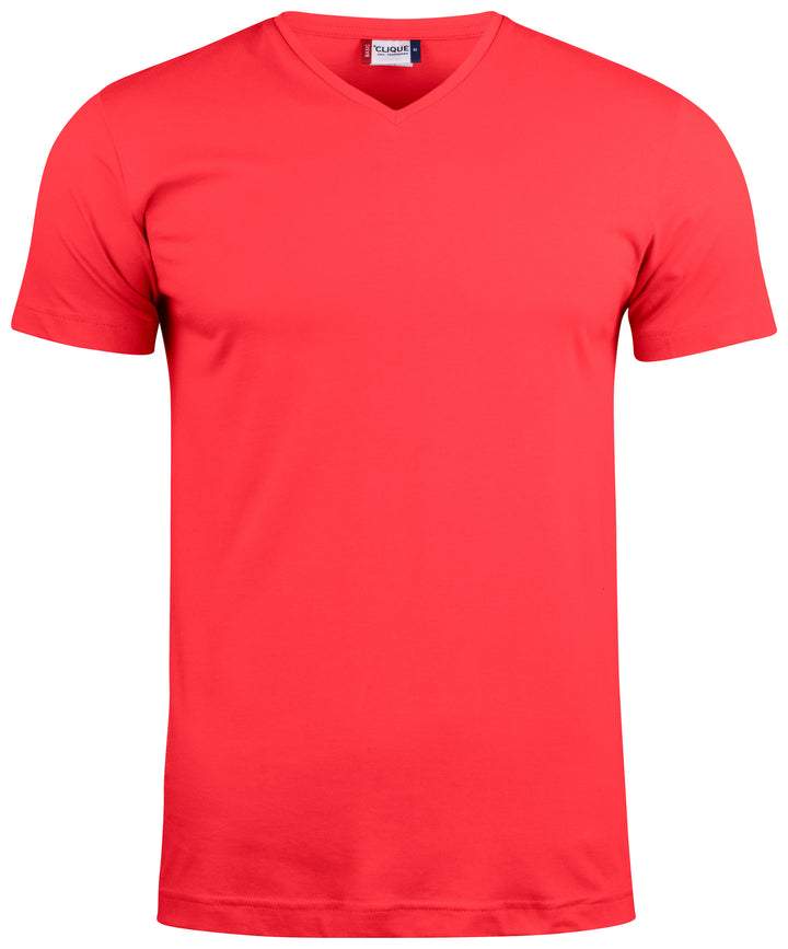 T-skjorte Clique Basic-T V-neck Herre – uten trykk – Rød