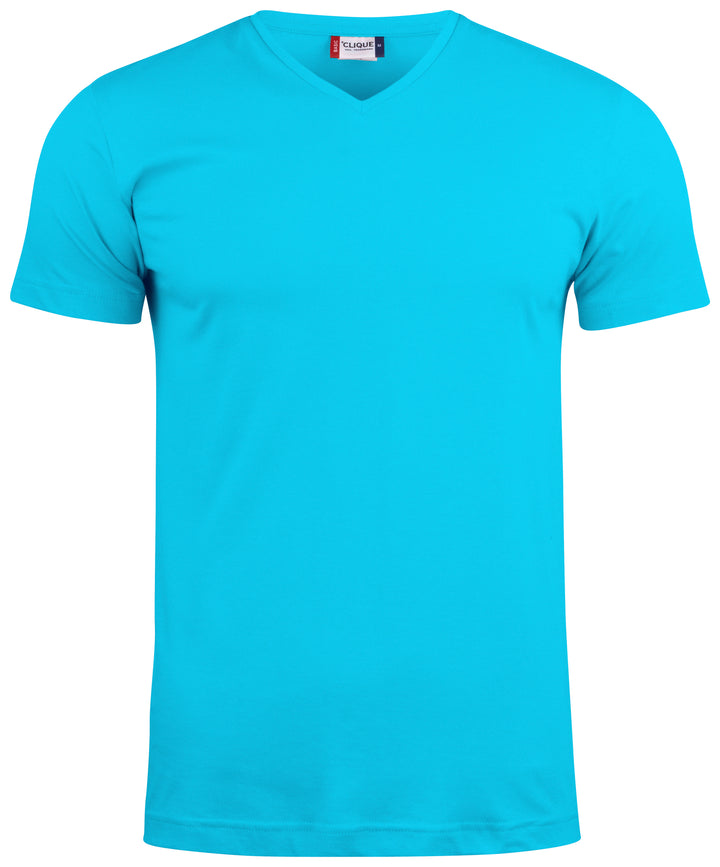 T-skjorte Clique Basic-T V-neck Herre – uten trykk – Turkis
