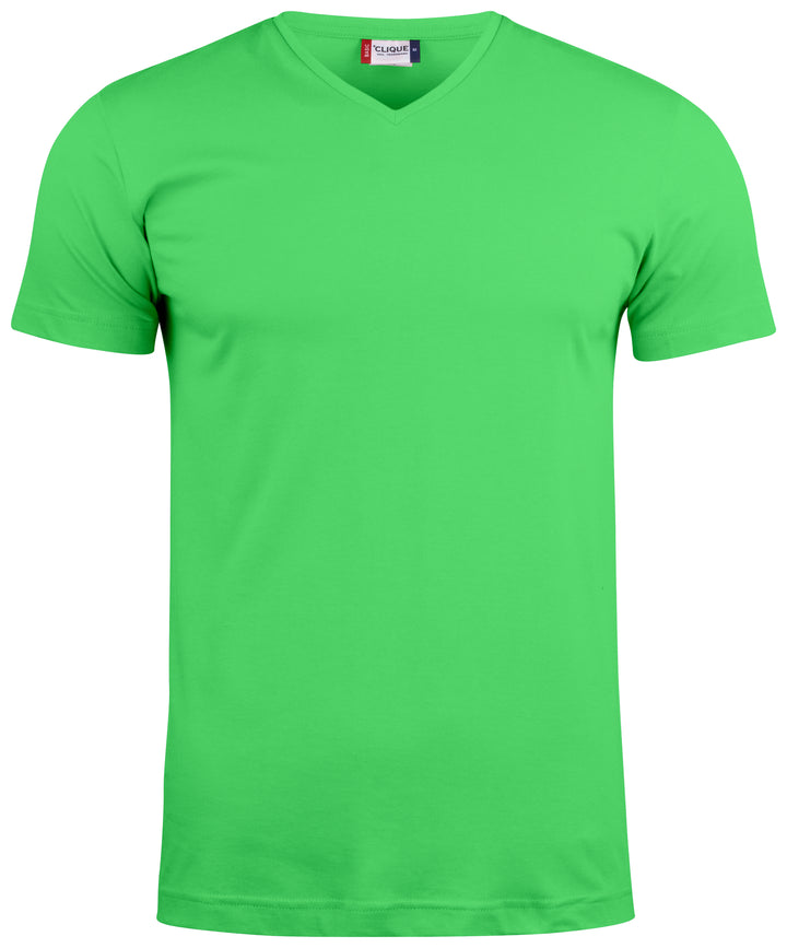 T-skjorte Clique Basic-T V-neck Herre – uten trykk – Eplegrønn