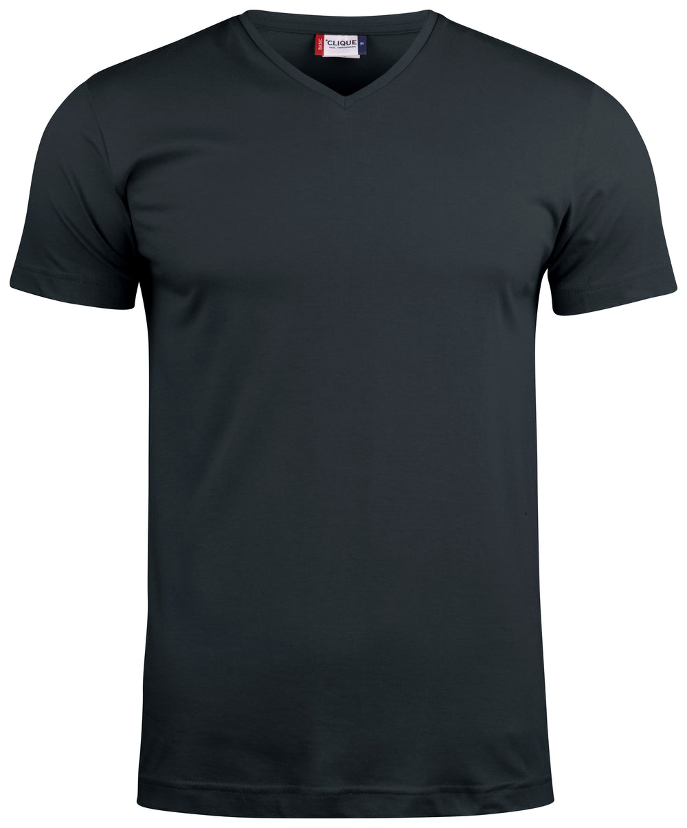 T-skjorte Clique Basic-T V-neck Herre – uten trykk – Sort