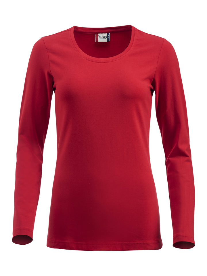 T-skjorte Clique Carolina L/S Dame – uten trykk – Rød
