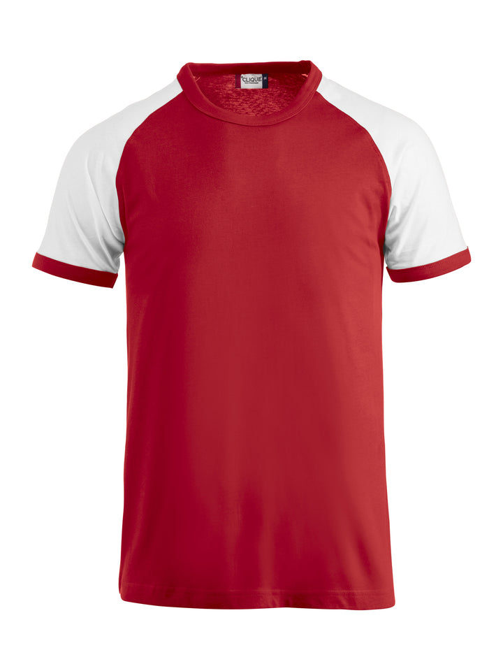 T-skjorte Clique Raglan-T Unisex – uten trykk – Rød / Hvit