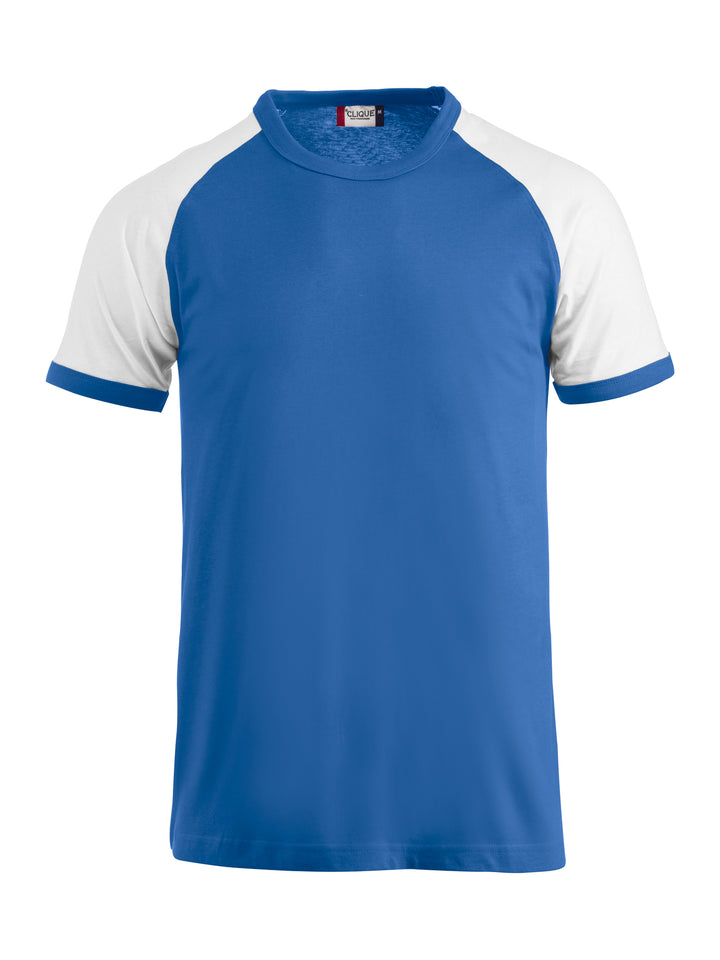 T-skjorte Clique Raglan-T Unisex – uten trykk – Kongeblå / Hvit