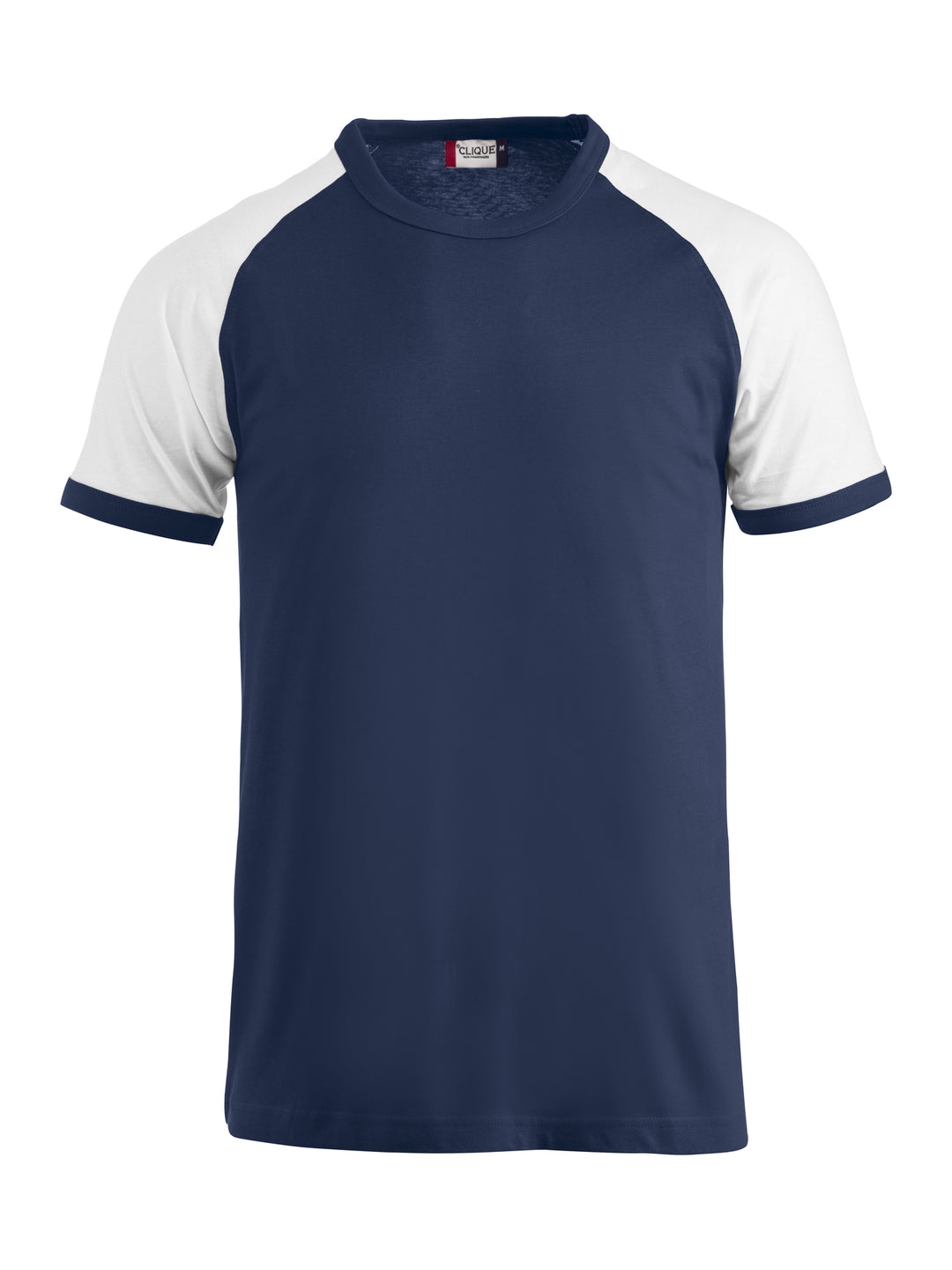 T-skjorte Clique Raglan-T Unisex – uten trykk – Marineblå / Hvit