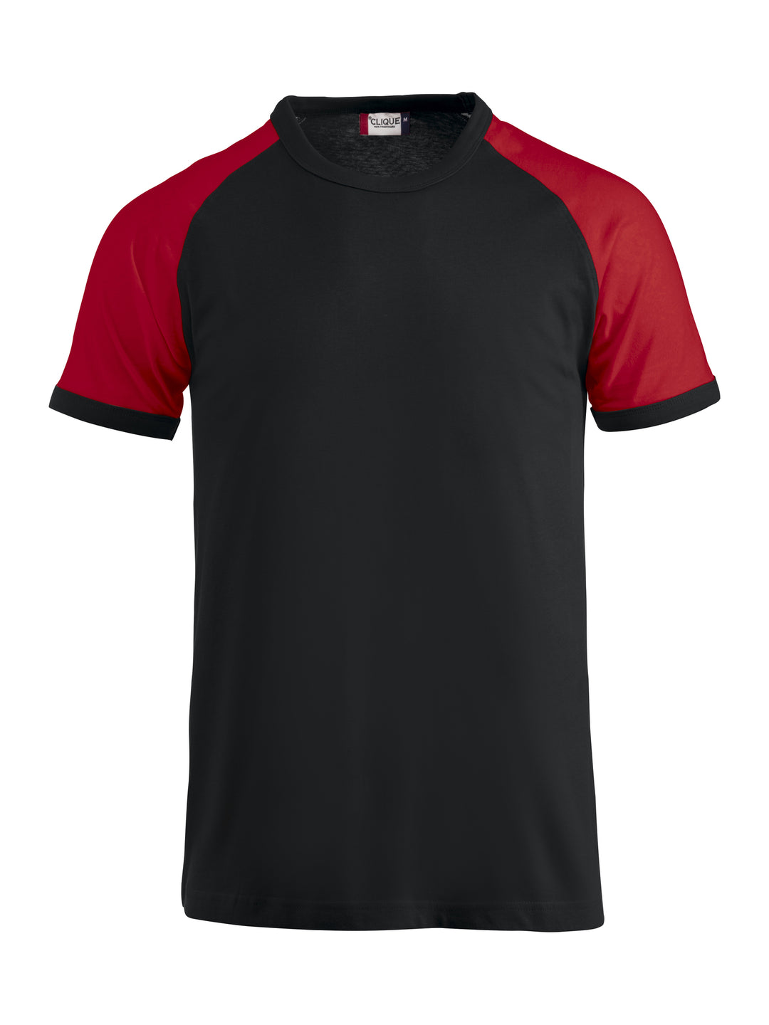 T-skjorte Clique Raglan-T Unisex – uten trykk – Sort / Rød