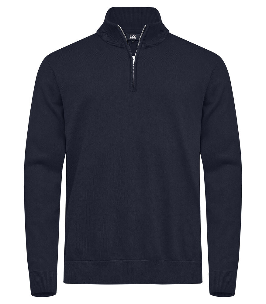 Oakville half-zip strikkegenser herre i marineblått, uten logo