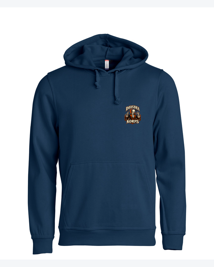 Testklubben Moren – Basic hettegenser – Marineblå – front med logo – PG-74d333d5-2086-45ff-a2e9-3cc203f758e0-v4-0