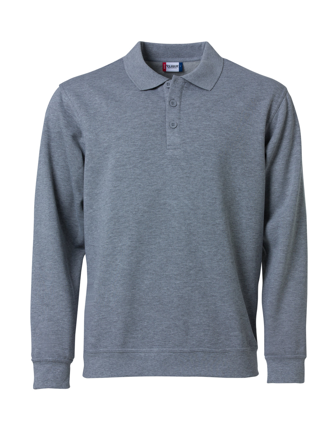 Collegegenser Clique Basic Polo Sweater Herre – uten trykk – Gråmelert