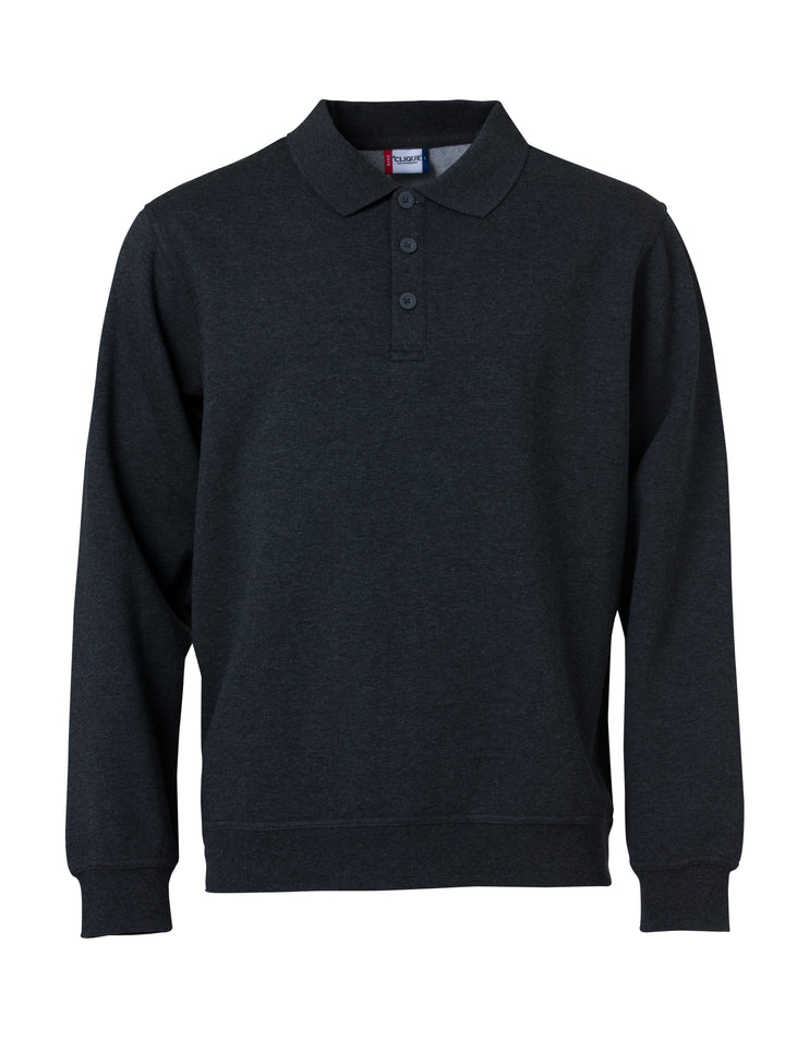 Collegegenser Clique Basic Polo Sweater Herre – uten trykk – Antrasittmelert