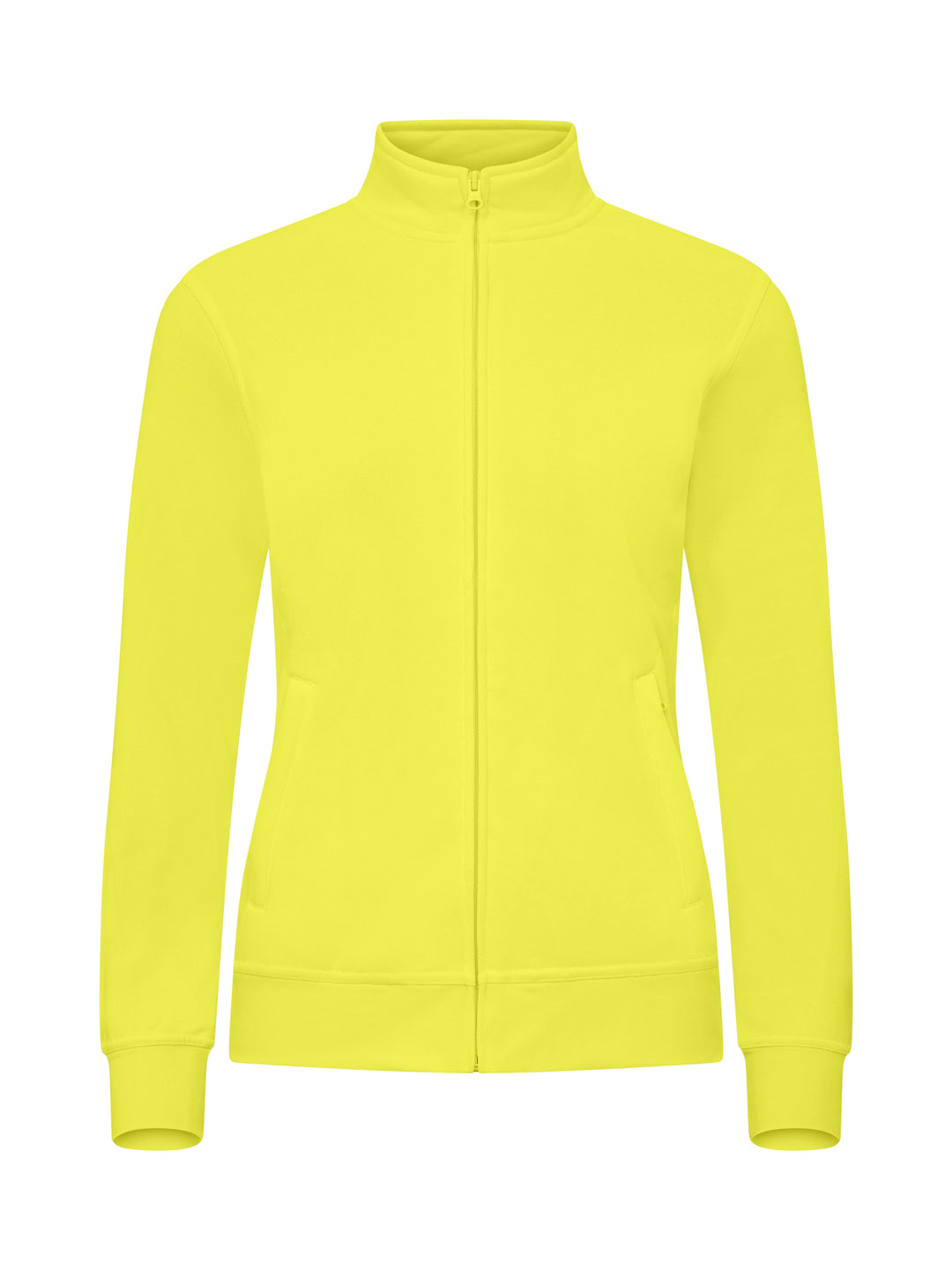 Collegejakke Clique Basic Cardigan Dame – uten trykk – Synlighetsgul