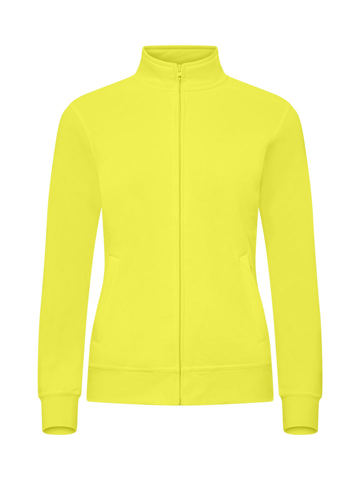 Collegejakke Clique Basic Cardigan Dame – uten trykk – Synlighetsgul