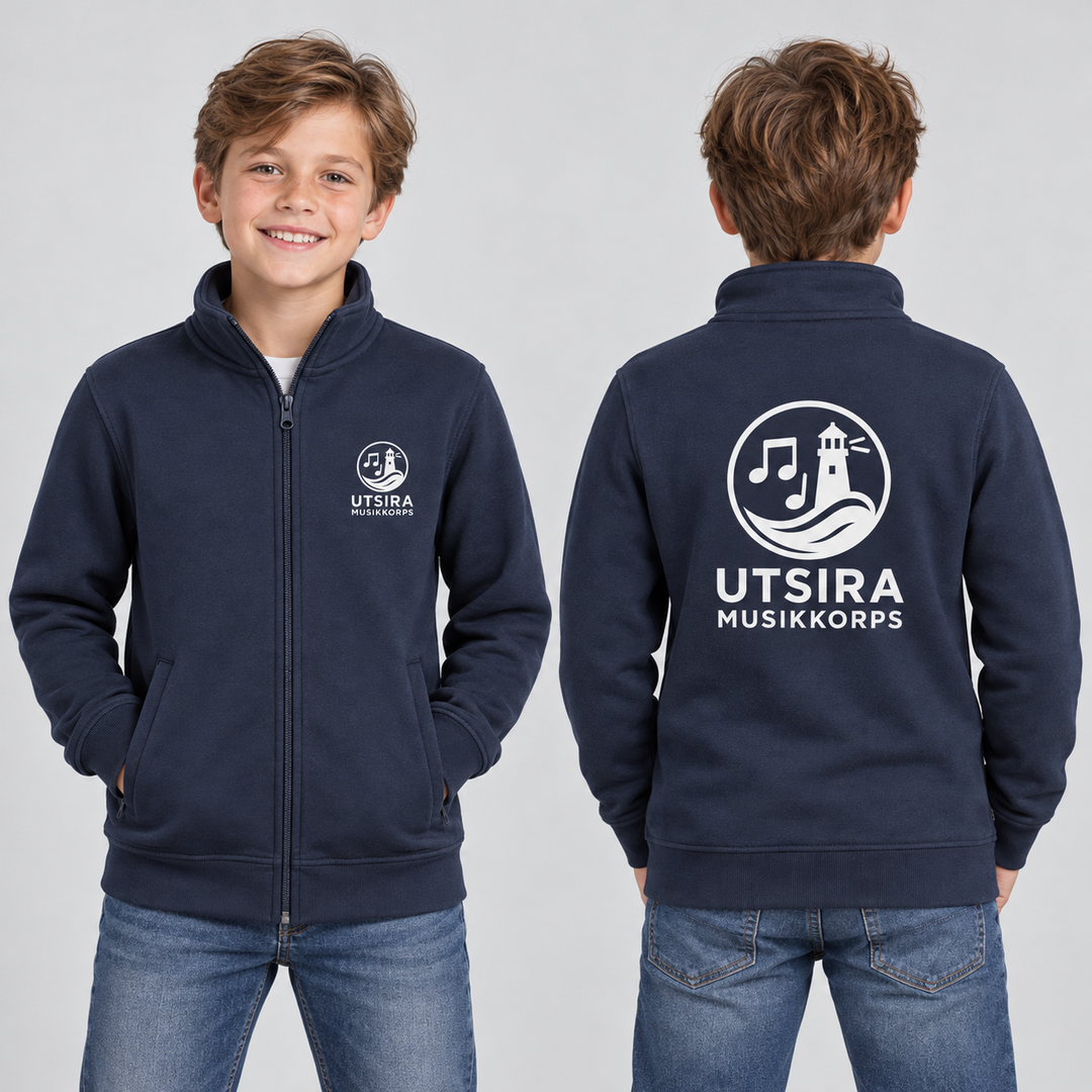 Cardigan Basic Junior Utsira Musikkorps – KI-generert modellillustrasjon